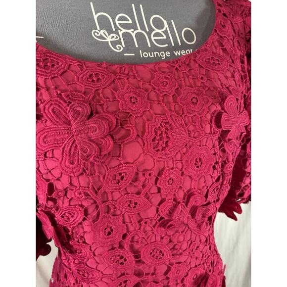 Zac Posen $395 Pink Floral Short Puff-Sleeve Lace Mini Dress 8 Fairy Romantic - Picture 4 of 10